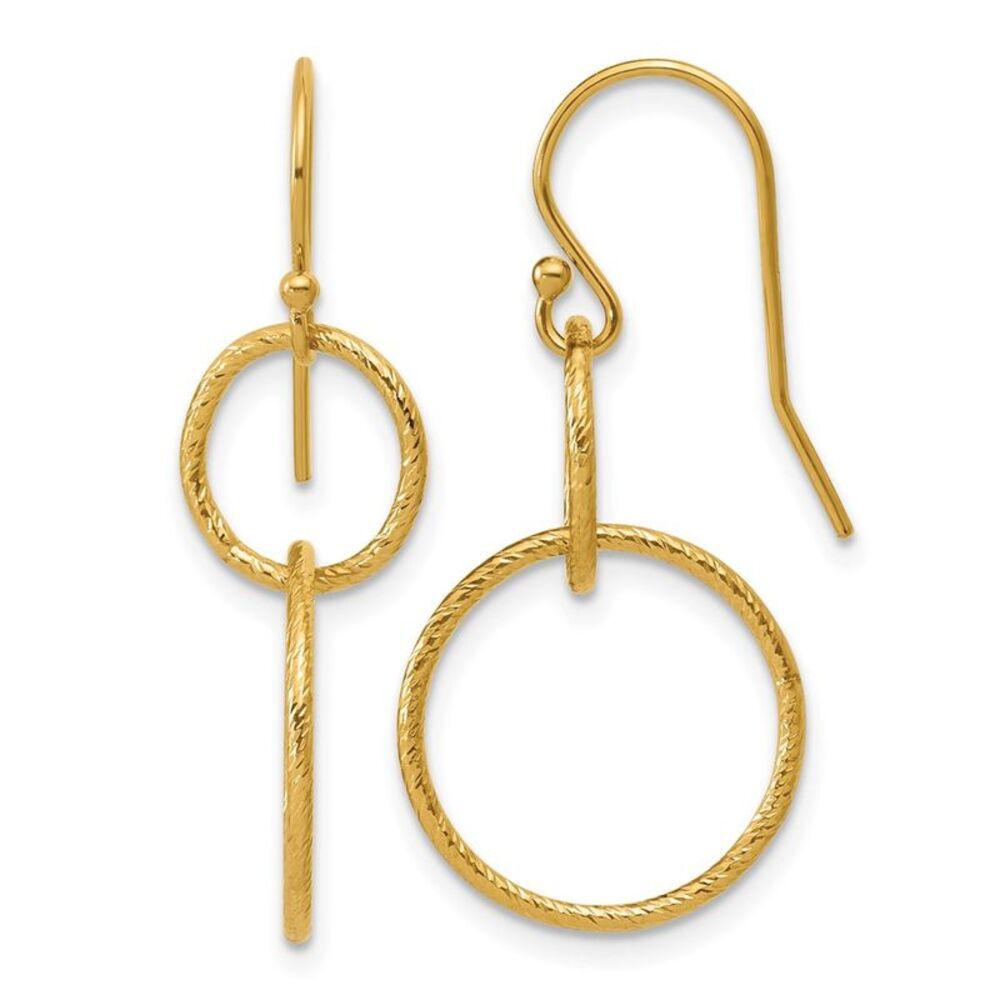 1/20 14K Gold Filled D/C Interlocking Circles Dangle Earrings, 16x34mm